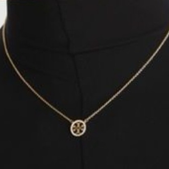 NWT Tory Burch Miller Pave Logo Delicate Necklace - Picture 1 of 7